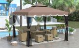 Steel Vented Dome Top Patio Gazebo with Netting for Backyard, 9.8Ft. Wx9.8Ft.L  Poolside and Deck