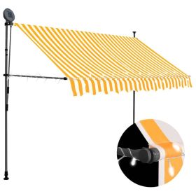 Manual Retractable Awning with LED 118.1" White and Orange