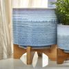 CERAMIC 8" PLANTER ON STAND, BLUE FADE