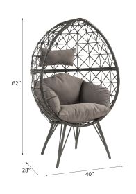 Aeven Patio Lounge Chair, Light Gray Fabric & Black Wicker 45111