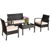 4 Pieces Patio Furniture Sets Rattan Chair Wicker Set Outdoor