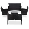 5 Piece Patio Lounge Set With Cushions Poly Rattan Black