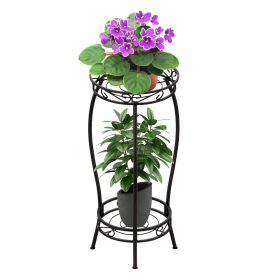 2-Tier Tall Plant Stand 26.57IN in Height Rustproof Iron Plant Rack Holder For Indoor Outdoor Heavy Duty Flower Pot Display Shelf For Corner Garden Pa