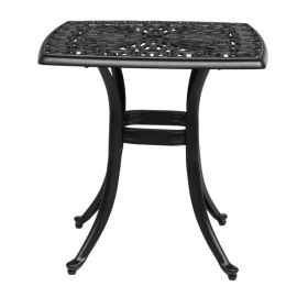 Outdoor Cast Aluminum Square Table, End Table Side Table for Paio Backyard Pool, Cast Aluminum Cocktail Table, Outdoor Bar Table, Black