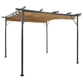 Pergola with Retractable Roof Taupe 9.8'x9.8' Steel 0.6 oz/ft