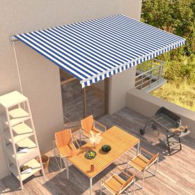 Manual Retractable Awning 196.9"x118.1" Blue and White