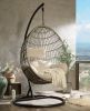 Patio Swing Chair with Stand, Fabric & Wicker (1Set/3Ctn) 45082