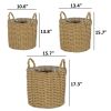 Set of 3 Multi-purposes Basket with handler - Hand Woven Wicker - Natural