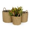 Set of 3 Multi-purposes Basket with handler - Hand Woven Wicker - Natural