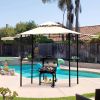 Umbrellas & Shades 12Ft.Lx4.3Ft.W Iron Double Tiered Backyard Patio BBQ Grill Gazebo with Bar Counters, Steel Double Tiered Gazebo