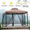 Steel Vented Dome Top Patio Gazebo with Netting for Backyard, 9.8Ft. Wx9.8Ft.L  Poolside and Deck