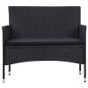 5 Piece Patio Lounge Set With Cushions Poly Rattan Black