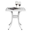 Outdoorr Cast Aluminum Square Table, End Table Side Table for Paio Backyard Pool, Cast Aluminum Cocktail Table, Outdoor Bar Table, White