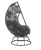 Hikre Patio Lounge Chair & Side Table, Clear Glass, Charcaol Fabric & Black Wicker 45113