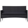 5 Piece Patio Lounge Set With Cushions Poly Rattan Black