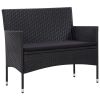 5 Piece Patio Lounge Set With Cushions Poly Rattan Black