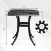 Outdoor Cast Aluminum Square Table, End Table Side Table for Paio Backyard Pool, Cast Aluminum Cocktail Table, Outdoor Bar Table, Black