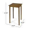 Chayah Outdoor Minimalist Acacia Wood Square Bar Table, Teak