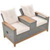 U_Style Comfort Adjustable Loveseat,Armrest With Storage Space With 2 Colors,Suitable For Courtyards, Swimming Pools And Balconies, etc.