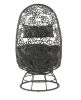 Hikre Patio Lounge Chair & Side Table, Clear Glass, Charcaol Fabric & Black Wicker 45113