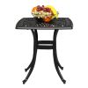 Outdoor Cast Aluminum Square Table, End Table Side Table for Paio Backyard Pool, Cast Aluminum Cocktail Table, Outdoor Bar Table, Black