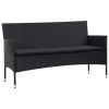 5 Piece Patio Lounge Set With Cushions Poly Rattan Black