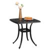 Outdoor Cast Aluminum Square Table, End Table Side Table for Paio Backyard Pool, Cast Aluminum Cocktail Table, Outdoor Bar Table, Black