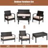 4 Pieces Patio Furniture Sets Rattan Chair Wicker Set Outdoor