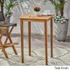 Chayah Outdoor Minimalist Acacia Wood Square Bar Table, Teak