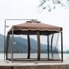 Steel Vented Dome Top Patio Gazebo with Netting for Backyard, 9.8Ft. Wx9.8Ft.L  Poolside and Deck