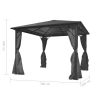 Gazebo with Curtain Anthracite Aluminum 118.1" x 118.1"