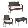 4 Pieces Patio Furniture Sets Rattan Chair Wicker Set Outdoor