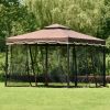 Steel Vented Dome Top Patio Gazebo with Netting for Backyard, 9.8Ft. Wx9.8Ft.L  Poolside and Deck