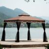 Steel Vented Dome Top Patio Gazebo with Netting for Backyard, 9.8Ft. Wx9.8Ft.L  Poolside and Deck