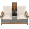 U_Style Comfort Adjustable Loveseat,Armrest With Storage Space With 2 Colors,Suitable For Courtyards, Swimming Pools And Balconies, etc.