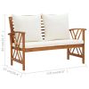 2 Piece Patio Lounge Set with Cushions Solid Acacia Wood