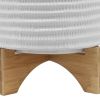 10" TEXTURED PLANTER W/ STAND, WHITE