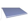 Manual Retractable Awning 196.9"x118.1" Blue and White