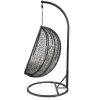 Simona Patio Swing Chair with Stand in Beige Fabric & Black Wicker 45030