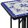 Mosaic Side Table Blue and White Ceramic