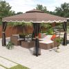 Steel Vented Dome Top Patio Gazebo with Netting for Backyard, 9.8Ft. Wx9.8Ft.L  Poolside and Deck