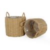 Set of 3 Multi-purposes Basket with handler - Hand Woven Wicker - Natural