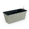 2-Pack Smart Self-watering Rectangle Planter for Indoor and Outdoor - Hand Woven Wicker - Gray