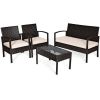 4 Pieces Patio Furniture Sets Rattan Chair Wicker Set Outdoor