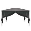 Gazebo with Curtain Aluminum 13.1'x9.8'x8.5' Black