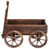 Wood Wagon Planter Pot Stand with Wheels