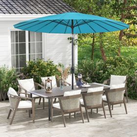 9 Feet Round Patio Umbrella with 18 Fiberglass Ribs (Color: Turquoise)