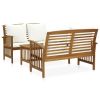 3 Piece Patio Lounge Set with Cushions Solid Acacia Wood