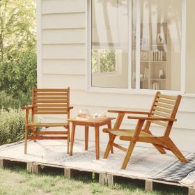 Patio Chairs 2 pcs Solid Acacia Wood (Color: Brown)